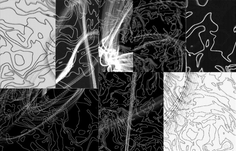 Streaks converging toward a vanishing point at the centre